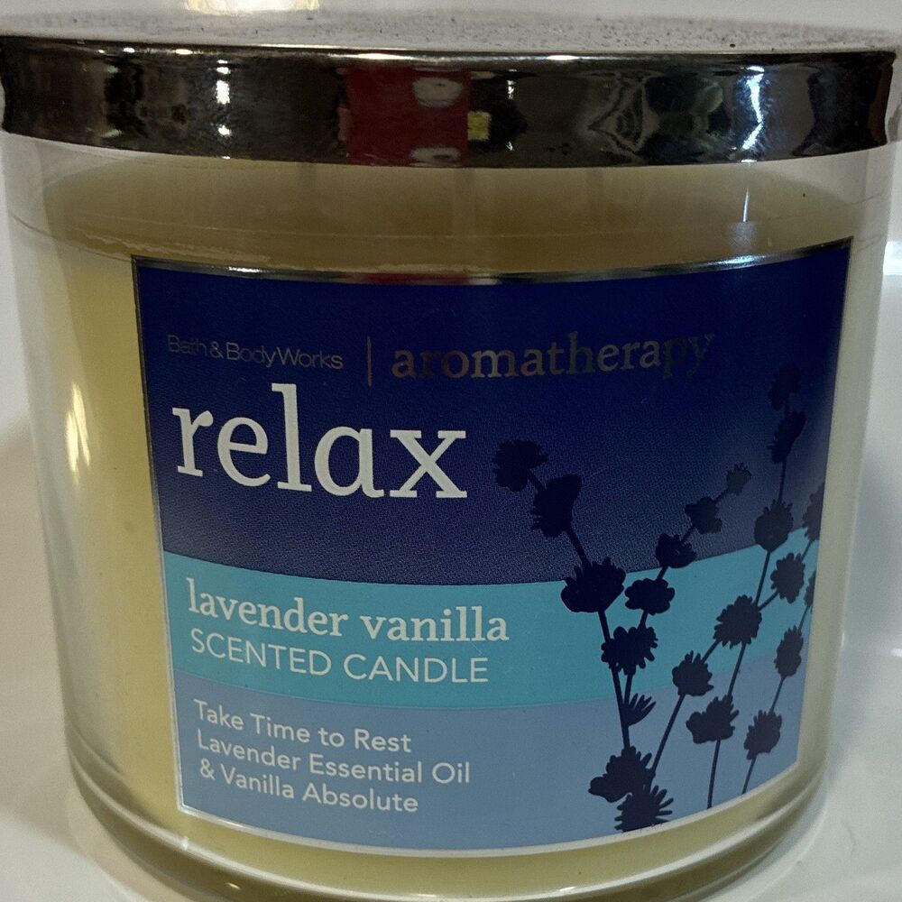 Bath & Body Works Aromatherapy Relax Lavender Vanilla 3-Wick Jar Candle 14.5oz